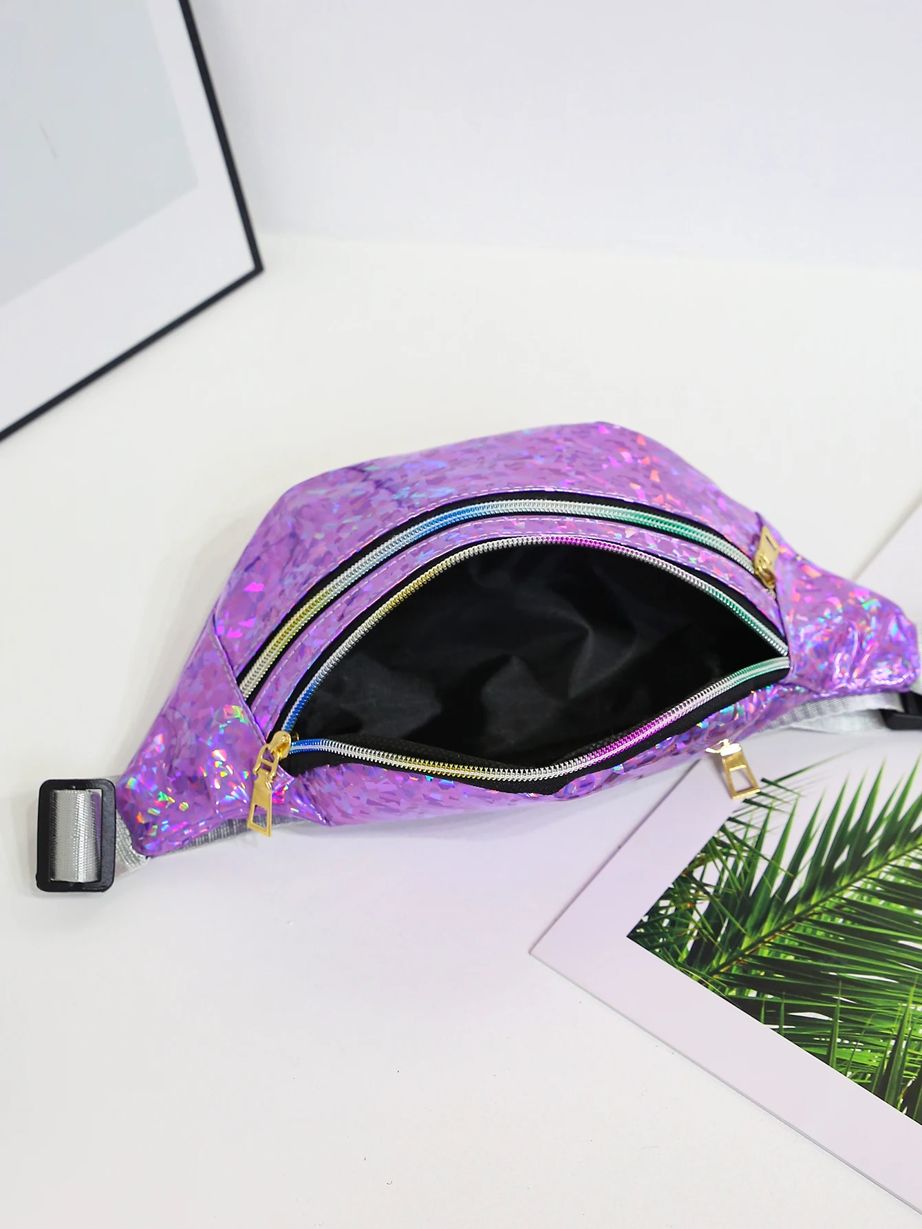 Holographic Waist Bags Women Silver Fanny Pack Female Belt Bag Black Geometric Waist Packs Laser Chest Phone Pouch Bum Bag