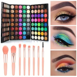 120 Color Makeup Eyeshadow Platte with 8 Bruses Cosmetics Durable Waterproof Matte Makeup Palette Makeup Eye Shadow Plate