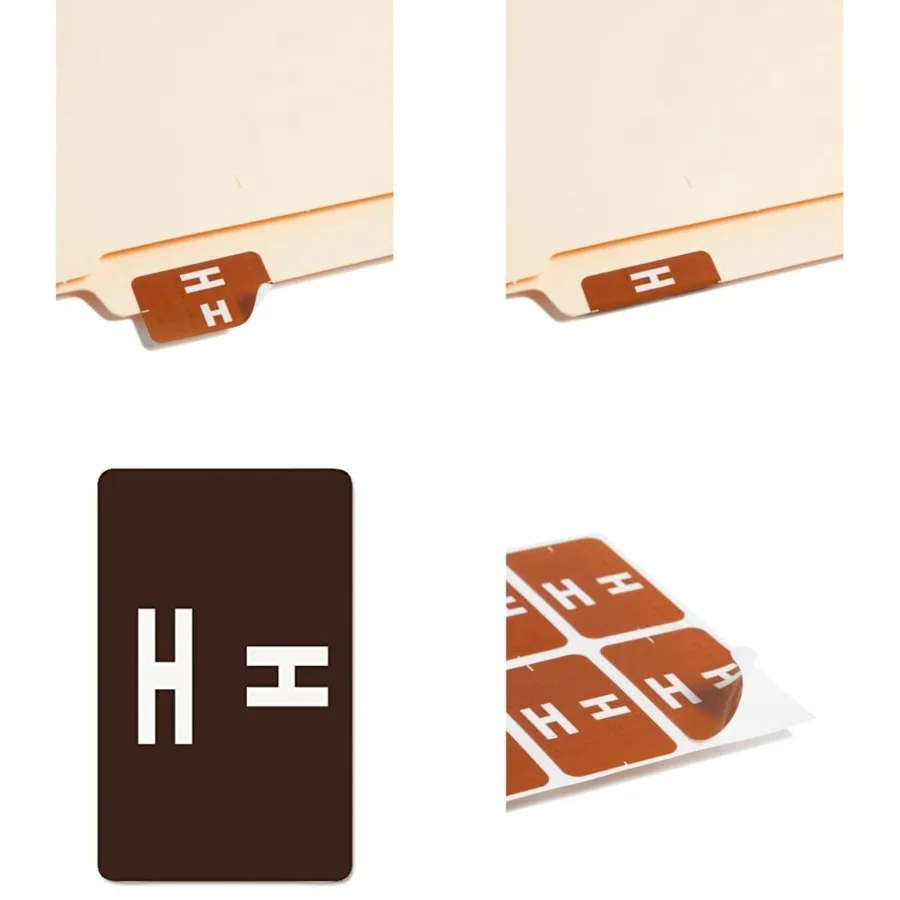 

Цветные алфавитные этикетки для эффективной организации офиса и класса. Прочные коричневые этикетки с прозрачной надписью.