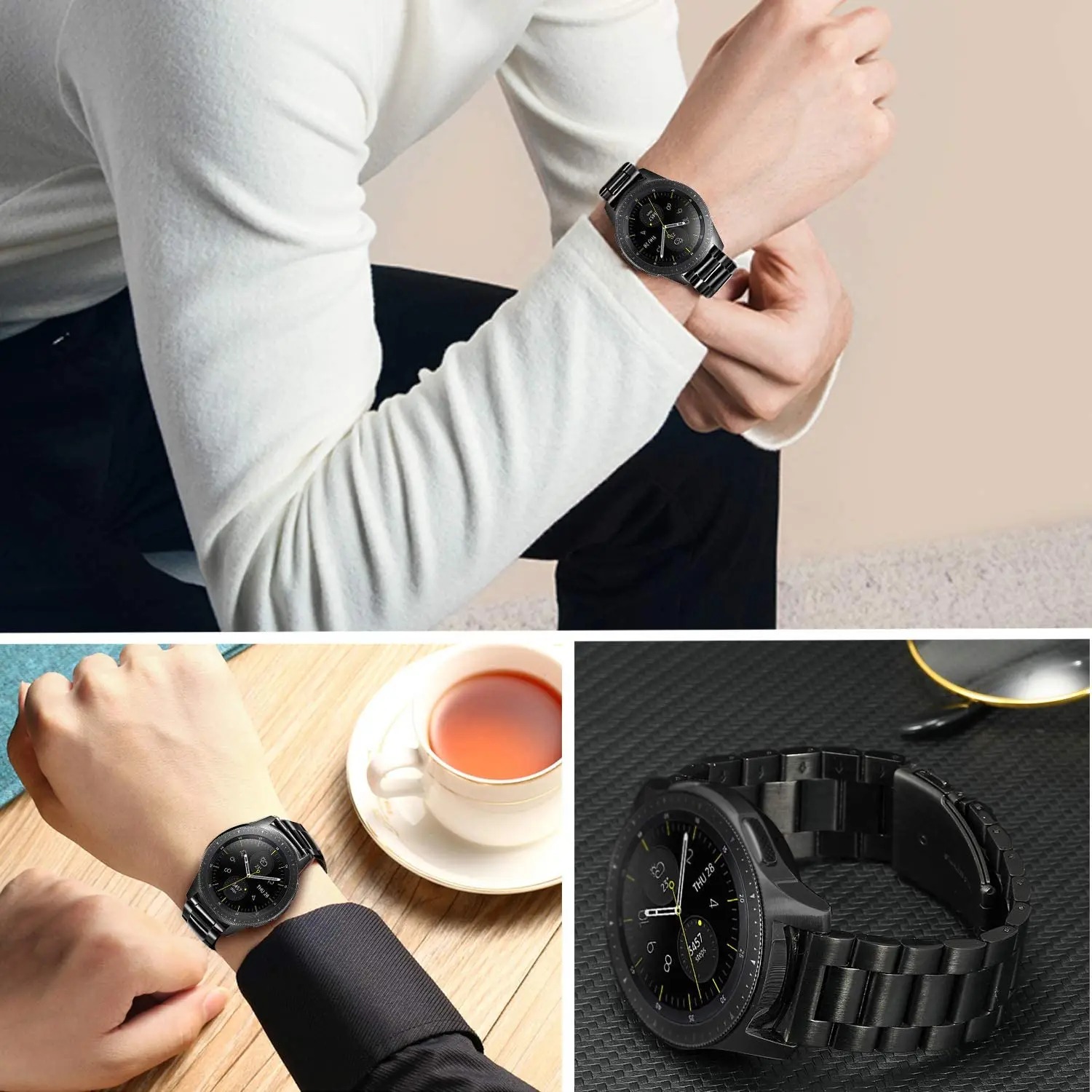 금속 스트랩 + 정품 가죽 밴드 Xiaomi Mi 시계 S1 / MI 시계 색상 2/컬러 팔찌 MI 시계 스포츠 손목 밴드 벨트