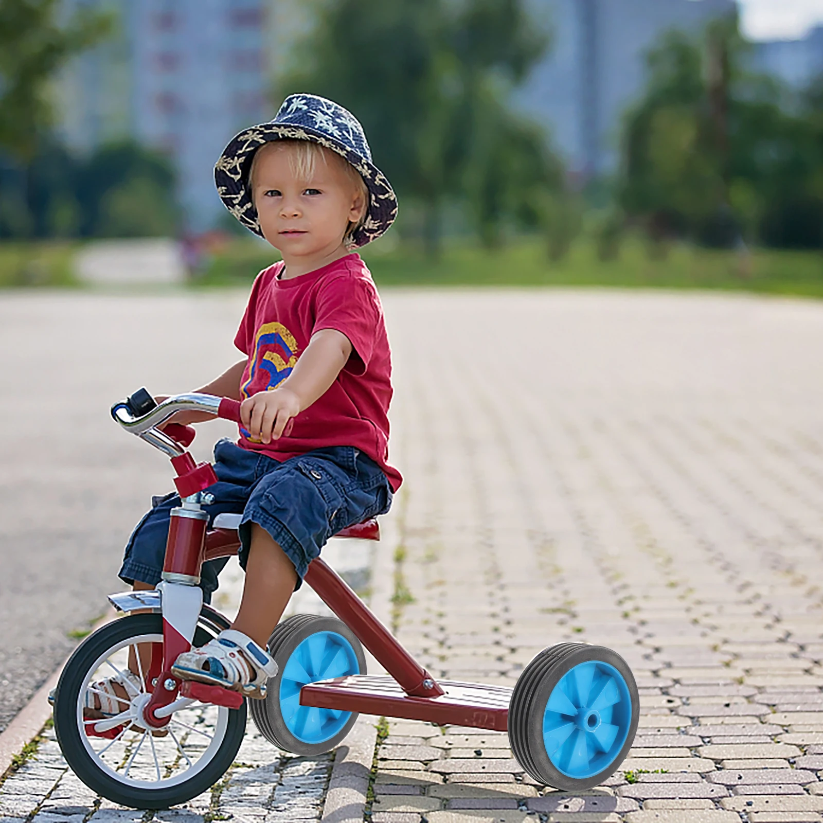 

1 set 12 Inch Thickened Kids Bike Auxiliary Wheels Black Stand Set Blue Durable Safe Practical Easy Installation Replaceable