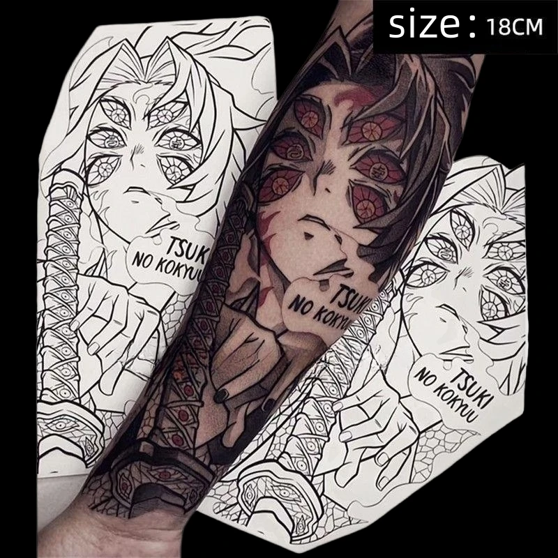 

Anime Tanjirou Temporary Tattoos Cartoon Transfer Tattoo Arm Hand Big Size Body Art Waterproof Fake Tatoo Sticker for Woman Men