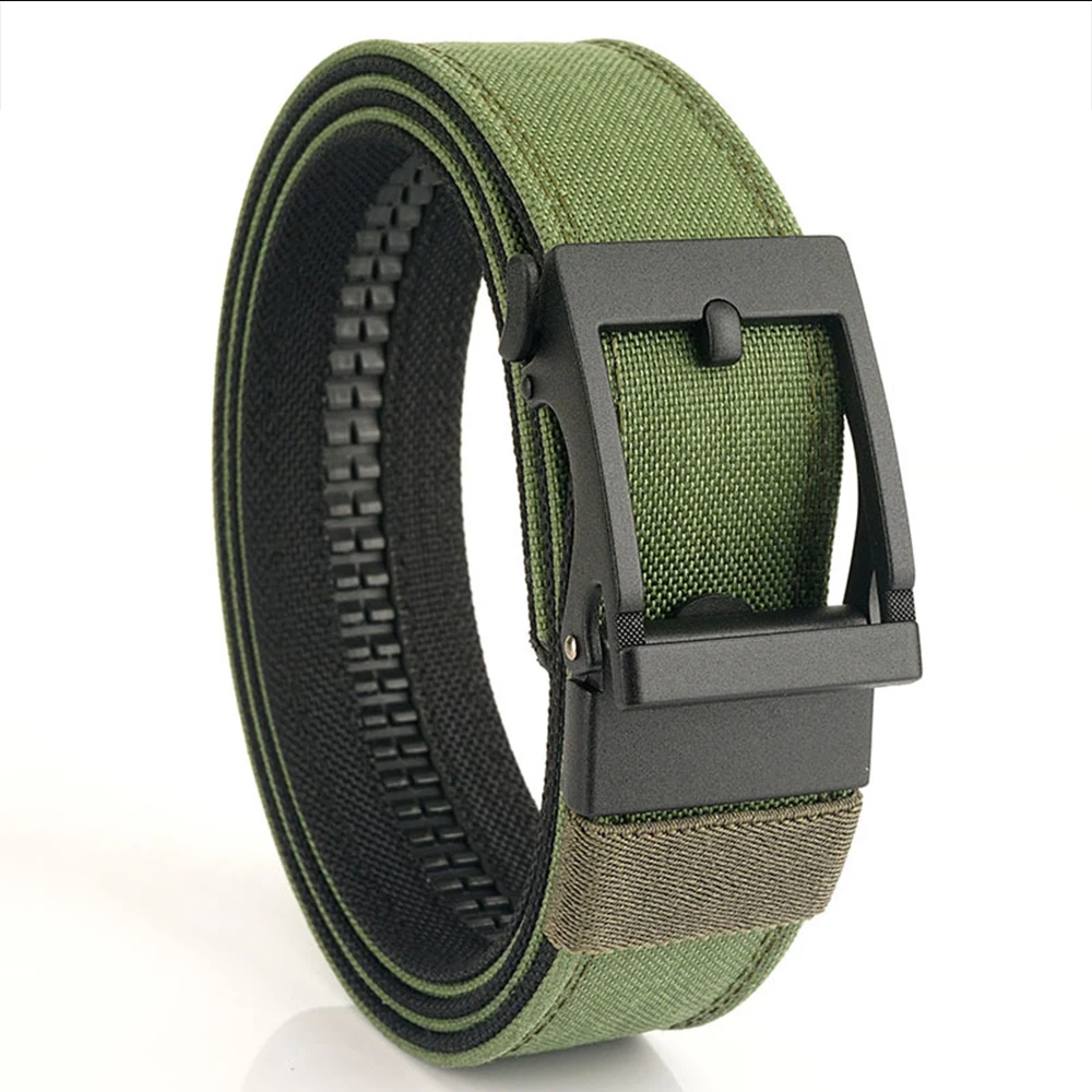 TUSHI Army Style Combat Belt Quick Release Gun Hanging Tactical Belt Fashion Black Men's Canvas Military Belt Outdoor Hunting