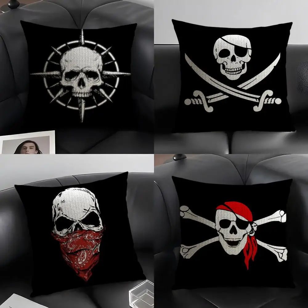 Pirate Skull & Crossbones Pillow Case Linen Cushion Covers For Decorative Sofa Home Pillows Case Car Chair Pillows Cases