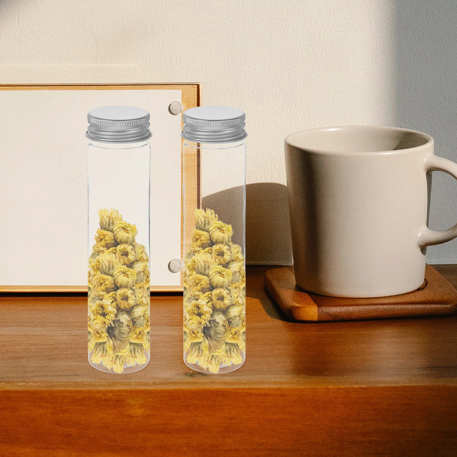 

20Pcs Plastic Transparent Test Tubes Flat Bottom Clear Storage Vials 110ml for Packaging Decoration Gift Test Tube