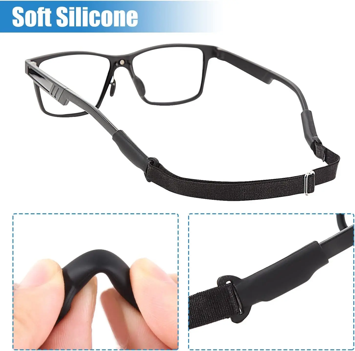 4Pcs Adult Glasses Straps (8.3-13in) - Adjustable Sports Sunglasses Eyeglasses Holder Straps Eyewear Retainers - view 3