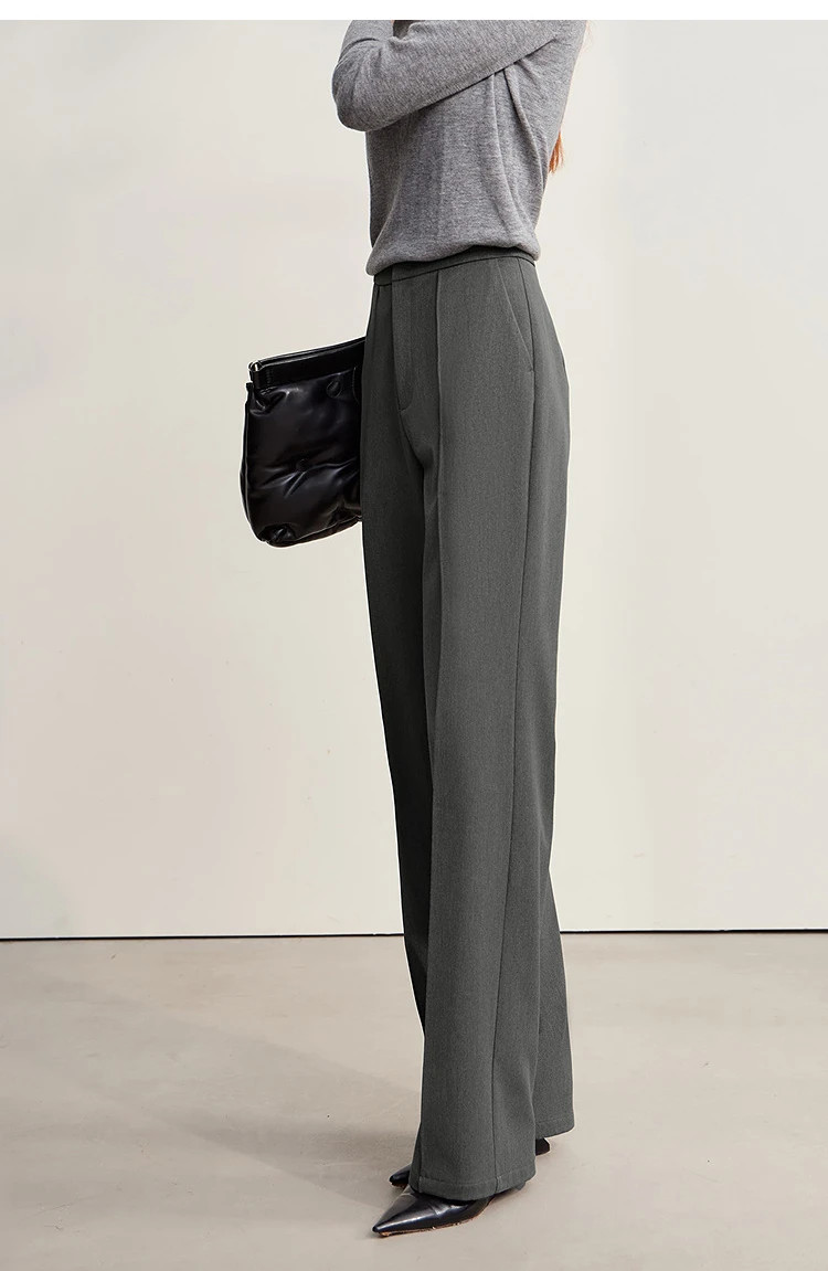AMII Women Pants 2025 Winter Minimalist Solid Color Commuter Office Ladies Pants Versatile Casual Woven Woman Trousers 12524070