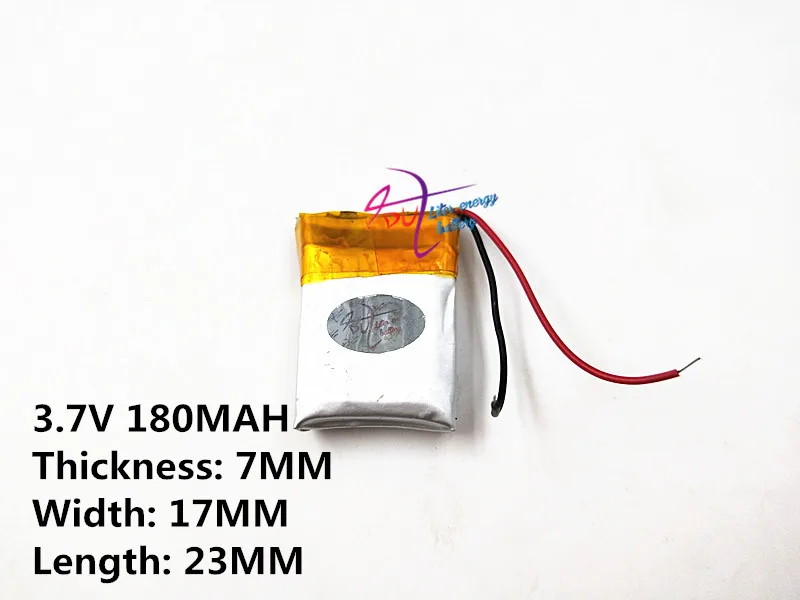 Liter energy battery 3.7V 701723 180MAH lithium polymer battery MP3 MP4 recorder Rechargeable batteries