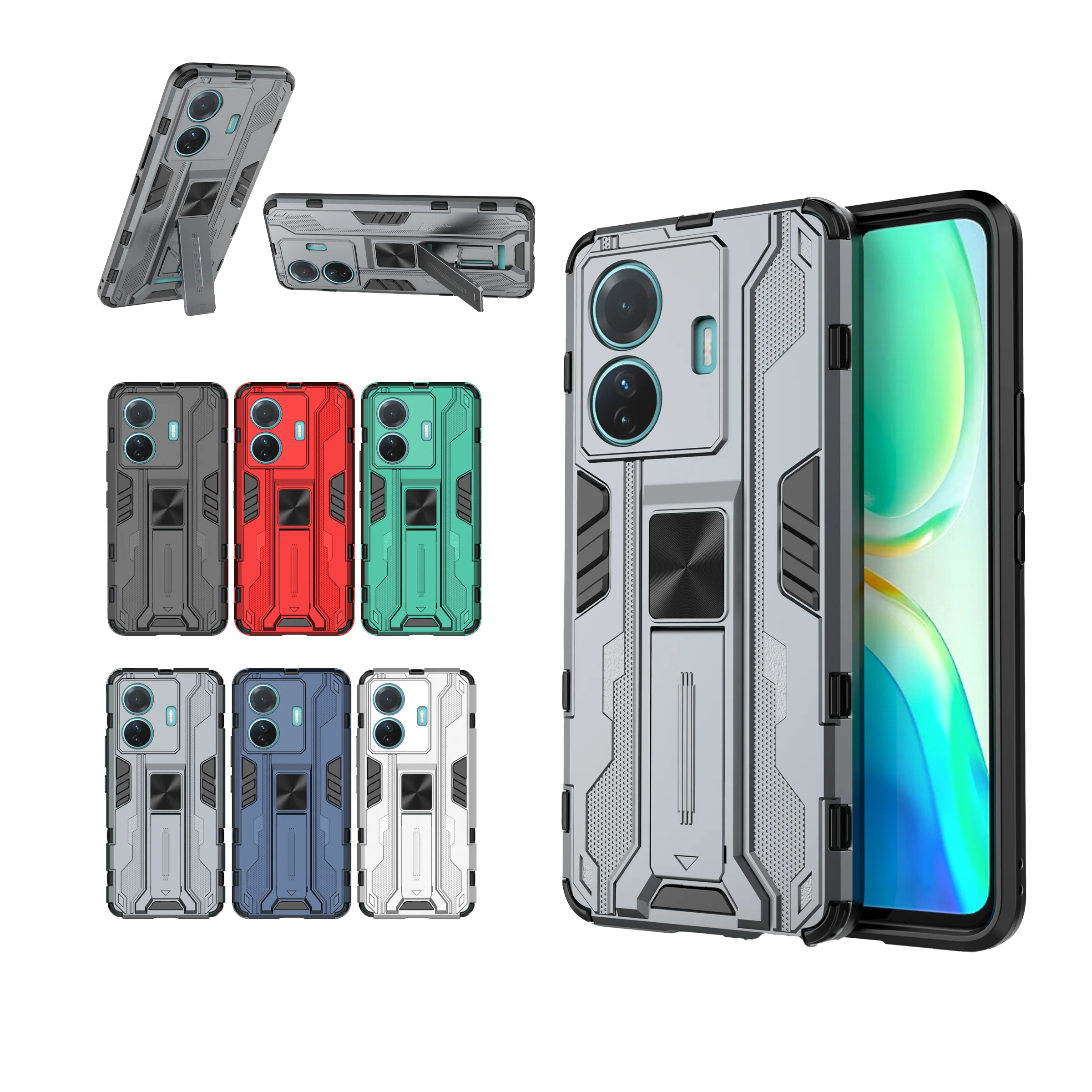 Shockproof Case For VIVO S18 5g GNB S17 5g S16 S15E S12 S9 PC+TPU Kickstand Phone Cover For X100 X90 Pro 5g X80 Pro X70Pro V21