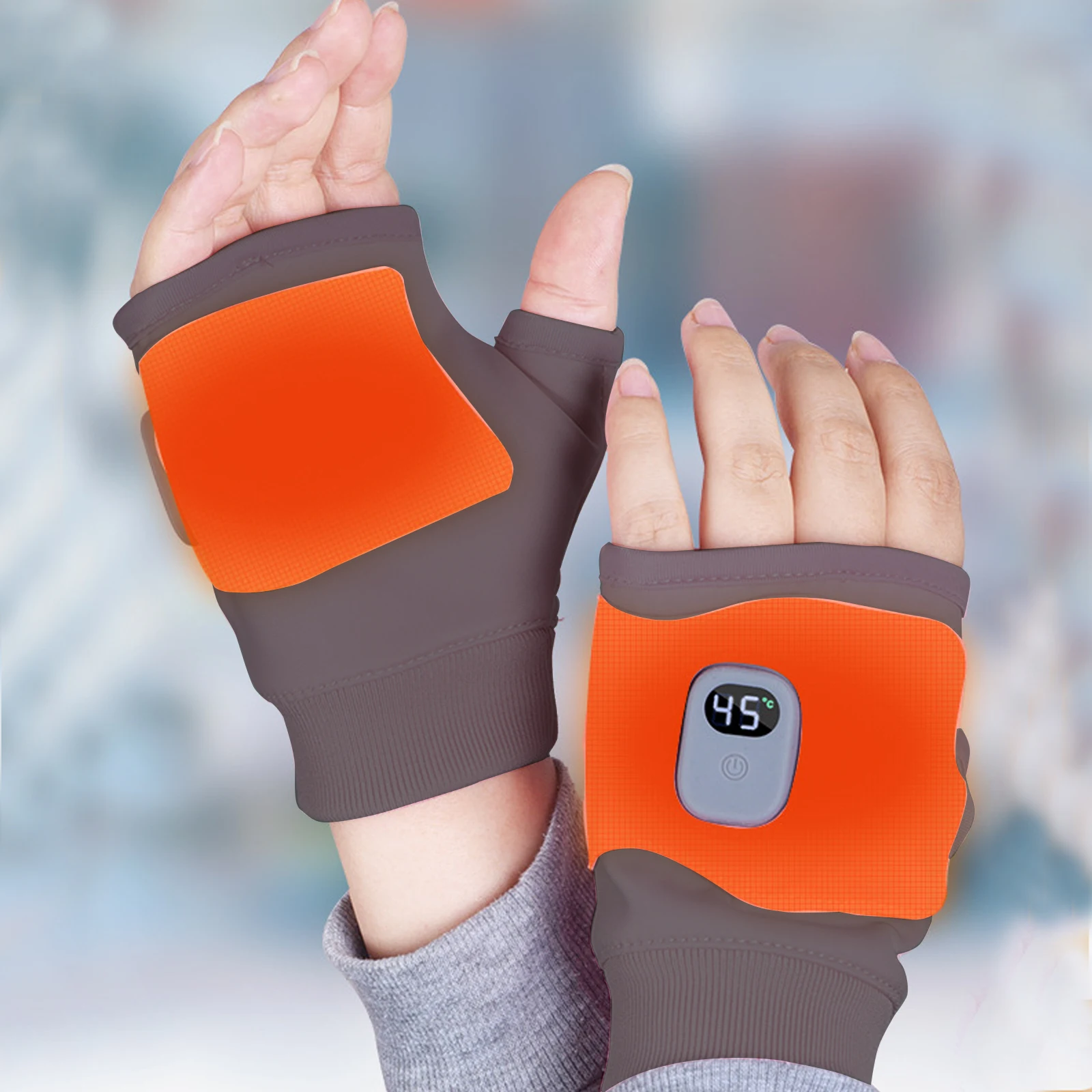 Gants chauffants sans doigts rechargeables USB, 3 niveaux de chauffage, chauffe-mains électriques, gants thermiques pour la pêche, le ski, le snowboard