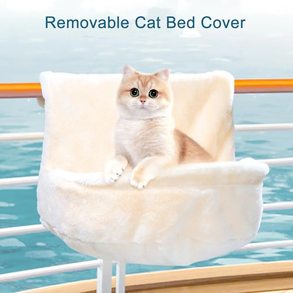 

Heated Cat Recliner Foldable Hanging Pet Plush Bed with Metal Frame Cozy Cat Hammock Warm Cat Radiator Nest Platform