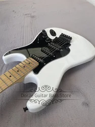 White Guitar 6 strings Electric Guitar Tremolo Bridge Maple Fingerboard Basswood Body Black Tuners SSH Pickups