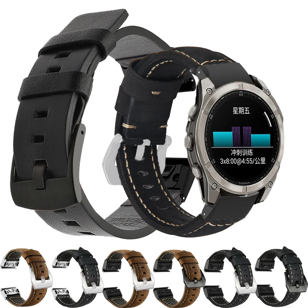 

Кожаный ремешок QuickFit 26 22 мм для смарт-часов Garmin Fenix E 8 51 мм 7 7X 6 6X Pro 5 5XPlus Epix Сменный браслет с ремешком