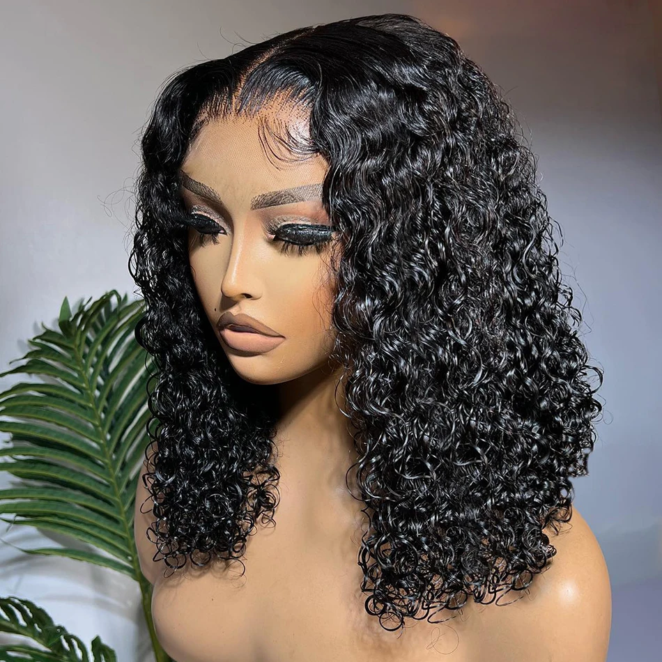 SVT Natural Hairline Deep Wave Bob Wig Lace Frontal Wig Human Hair Brazilian Remy Curly Short Bob Lace Wig With Baby Hair Around