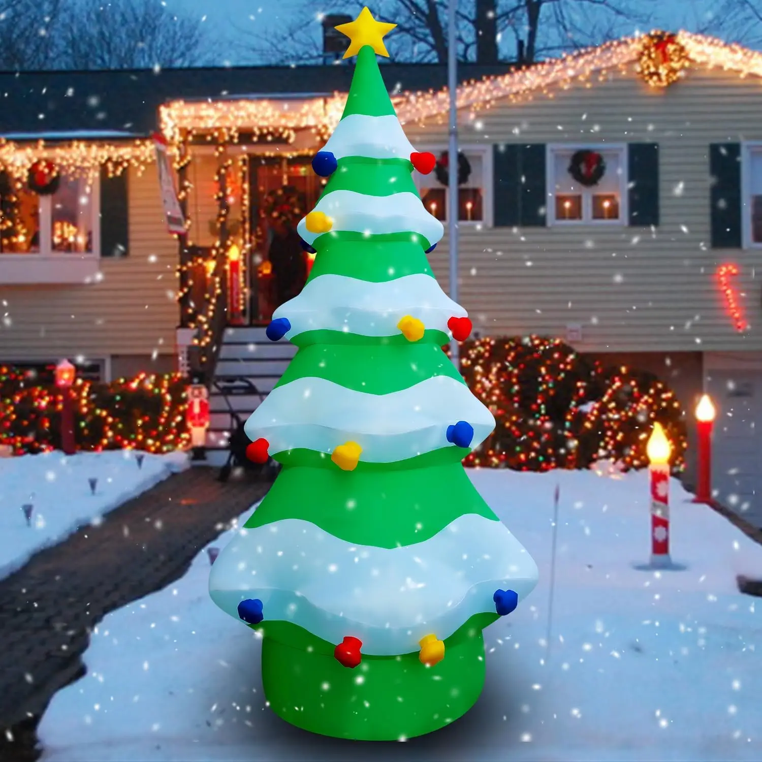 

12 FT Giant Inflatable Christmas Tree Xmas Decoration for Blow Up Built-in LED for Yard Indoor Outdoor Lawn Yard Gard