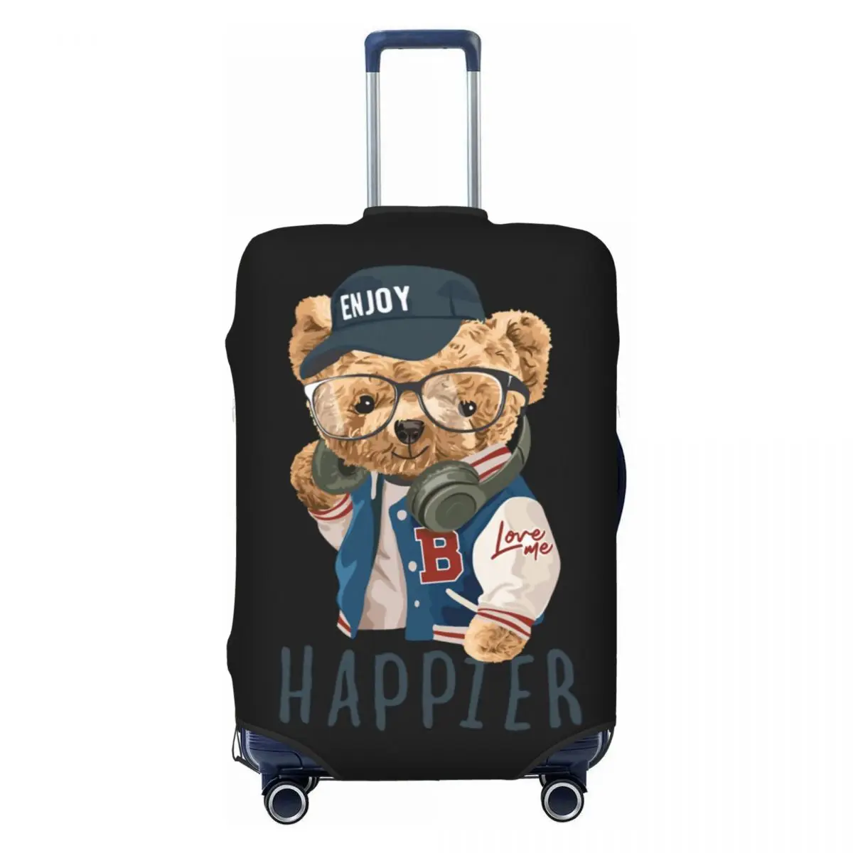 Bear Enjoy Happier Suitcase Cover Manga Travel Protection Holiday Elastic Luggage Supplies