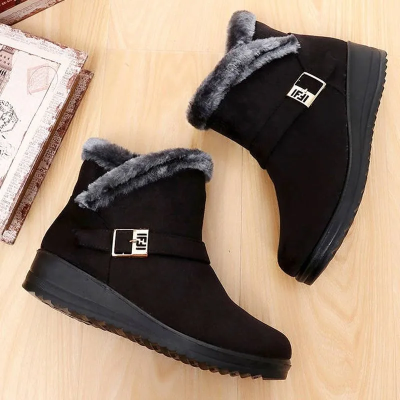 Winter Warm Women Snow Boots 2024 New Platform Casual Shoes Classic Side Zip Design Fur Waterproof Fashion Ladies Ankle Shoes