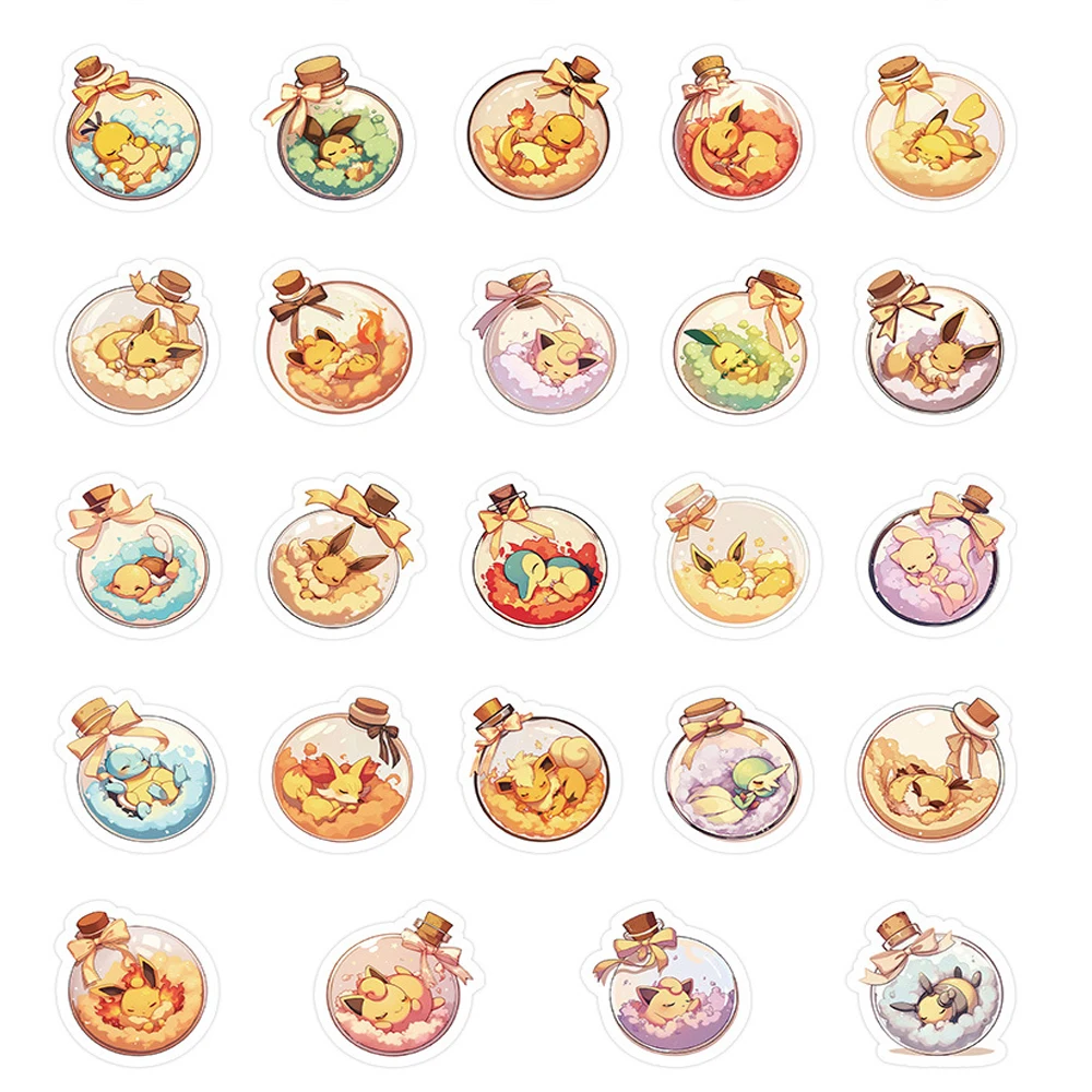 10/30/50pcs Cute Current Bottle Pokemon Anime Stickers Decals DIY Skateboard Car Laptop Phone Suitcase Cartoon Sticker Kids Toys