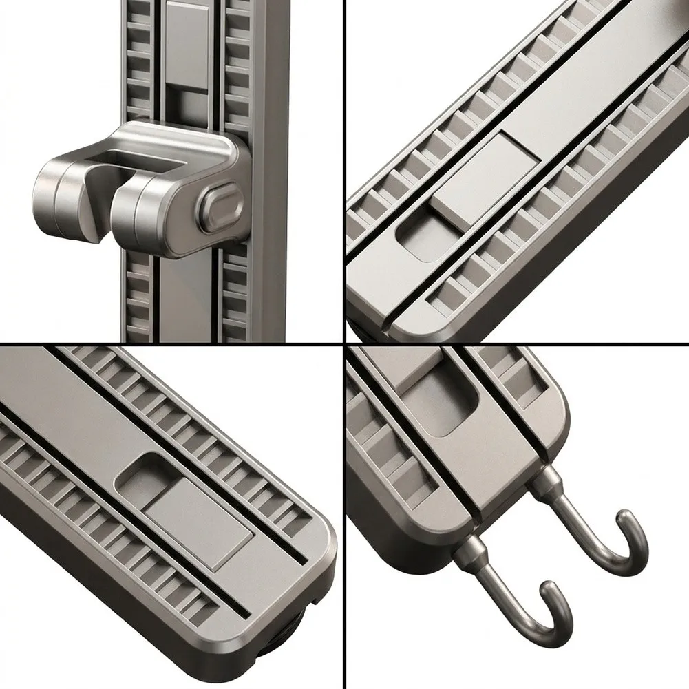 Non-Invasive Shower Head Support with Dual Vacuum Suction Cups and Precision Height Tuning from Fully Retracted to Extended