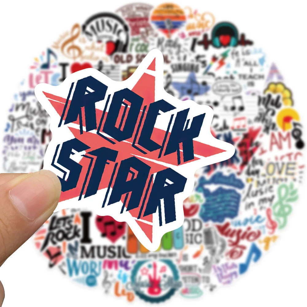 10/30/50PCS Inspirational Music Cartoon Graffiti Waterproof Stickers Personalized Creative Decoration Water Cup Guitar Wholesale