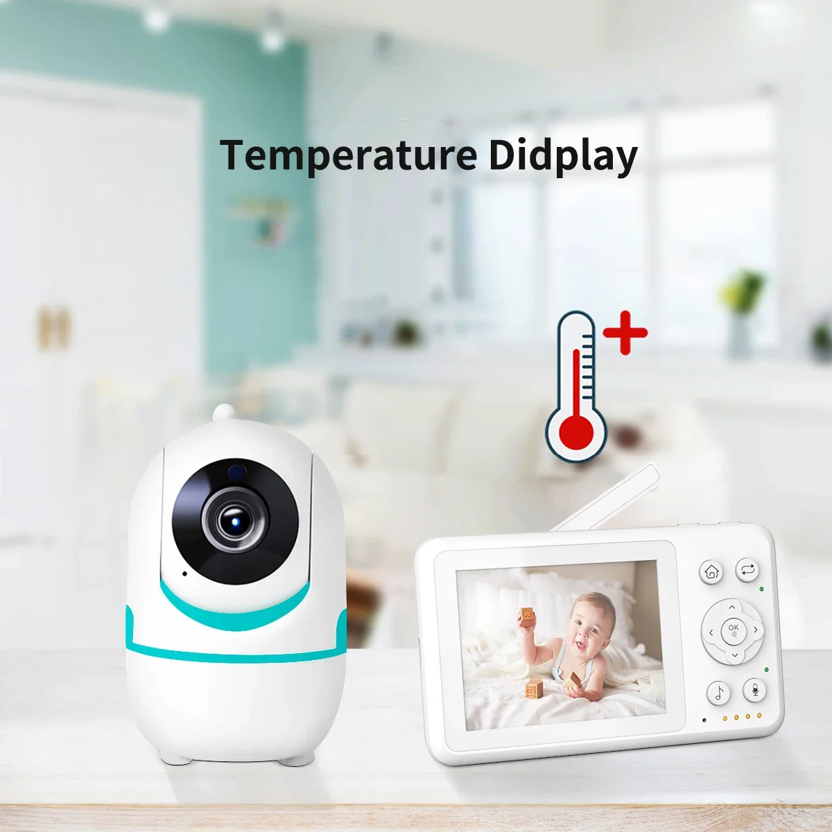 Baby monitor video D031, display da 3,2 pollici, videocamera per bambini con immagine video con zoom 2X, visione notturna, conversazione bidirezionale, batteria da 1500 mAh