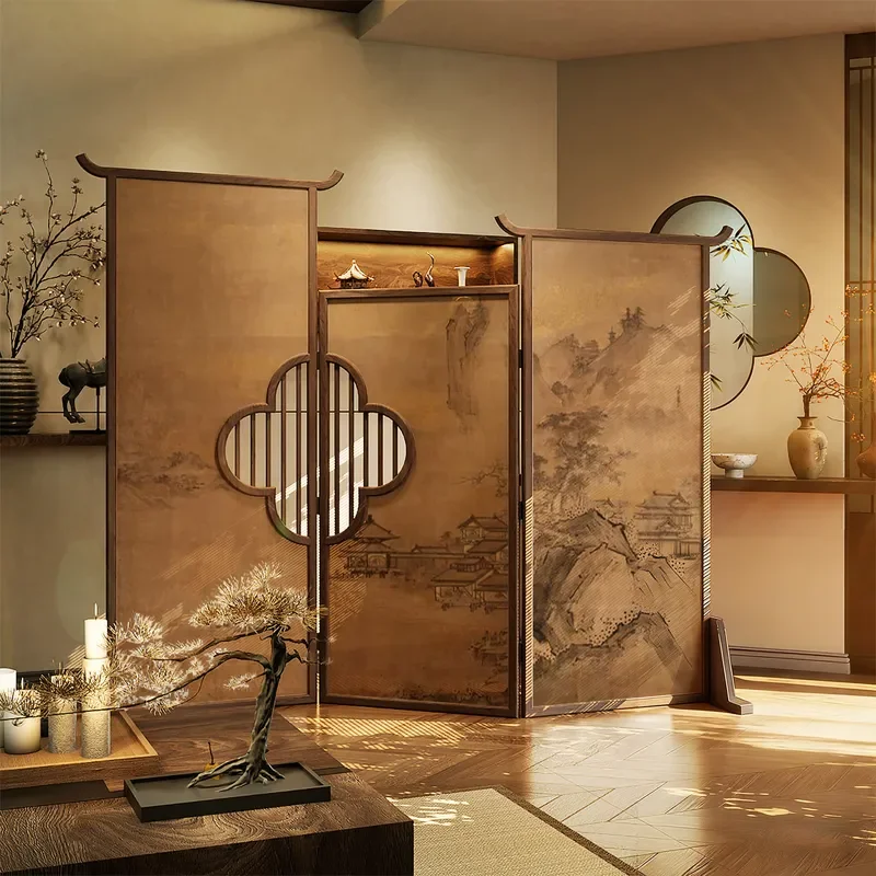 for Song Style Aesthetics Classical Landscape Chinese Screen Partition Entry Living Room Mobile Folding Tea Room Hotel