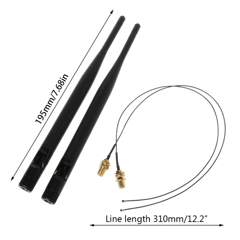 2x 6dBi M.2 IPEX MHF4 U.fl 케이블-RP-SMA Wifi 안테나 신호 케이블 세트 인텔 AC 9260 9560 8265 8260 7265 7260 m. 2