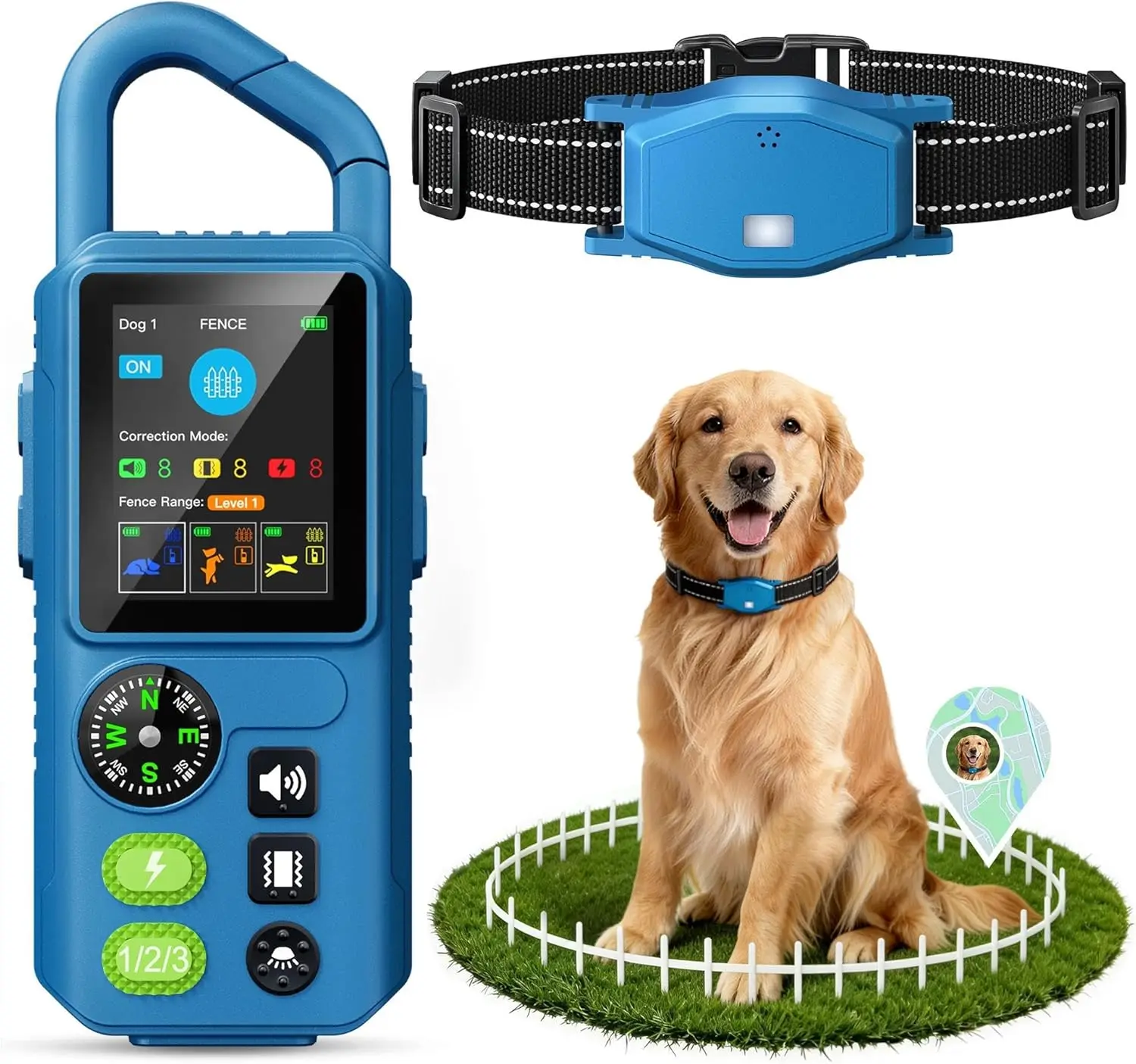 

Wireless Dog Fence System, 5-in-1 Electric Fence for Dogs, Protection & Training, Fence Range up to