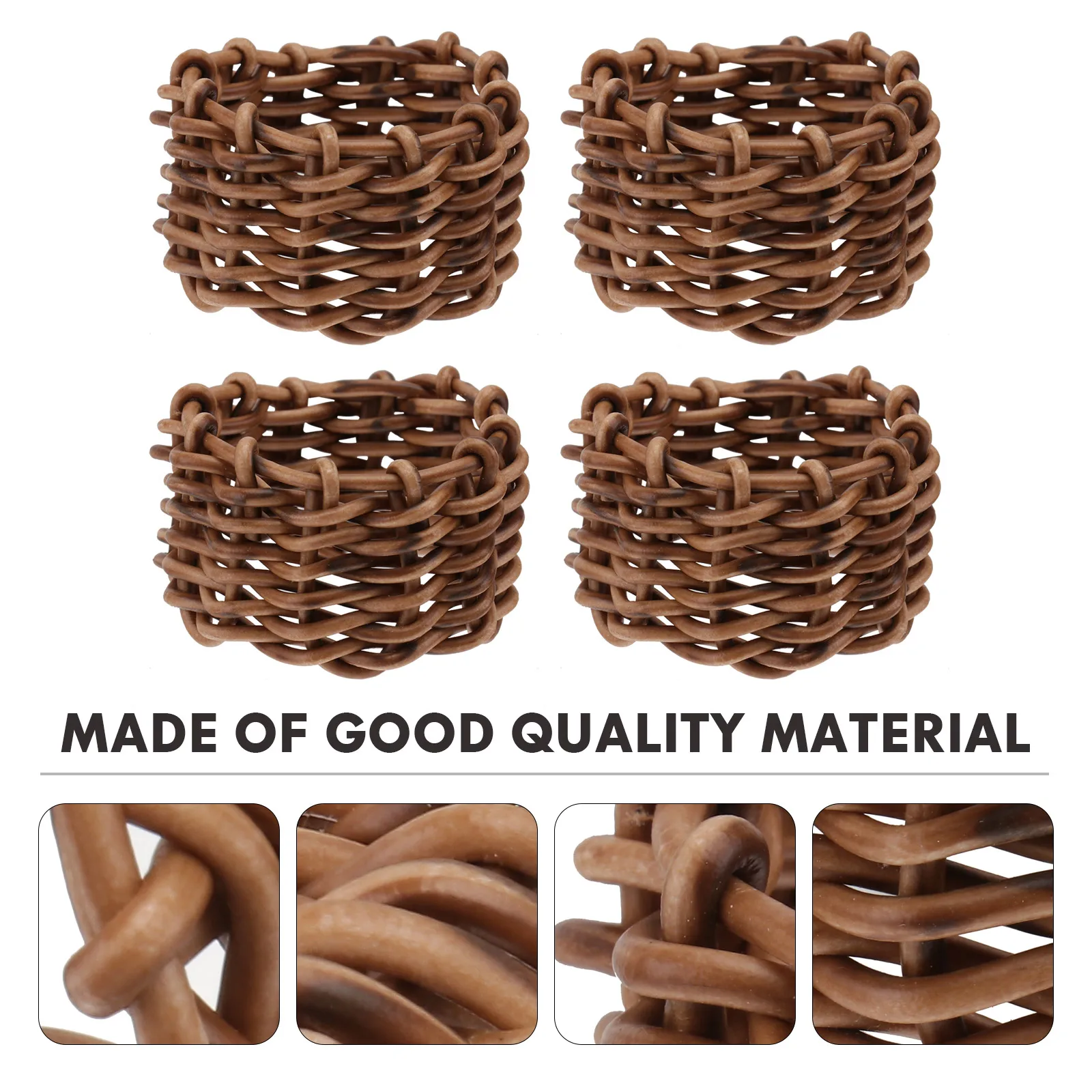

4pcs Napkin Ring Set Natural Weaving Craft Elegant Decorative Banquet Wedding Party Kitchen Bar Accessories