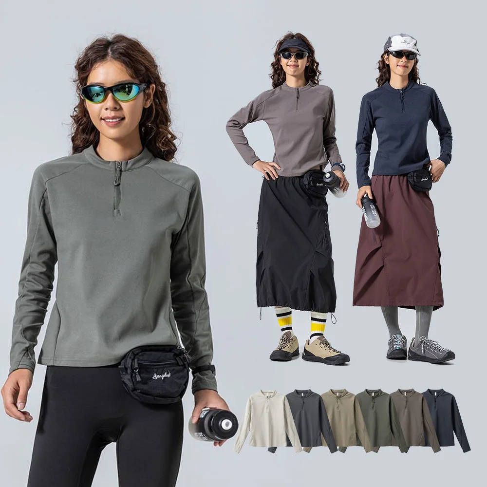 Outdoor Sport Quick Dry T Shirt Women Cycling Hiking Quick Dry Long Sleeve Fitness T-shirts Girl Y2k Streetwear Track T-shirts