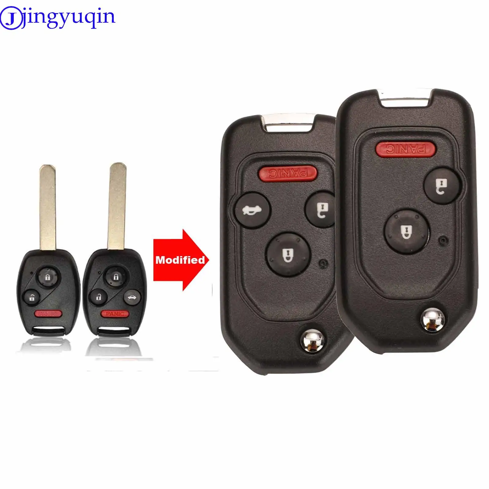 jingyuqin Update Modified 3/4 Buttons Car Key For Honda Accord Pilot Cr-V Key Housing Civic Insight Ridgeline 2003-2013