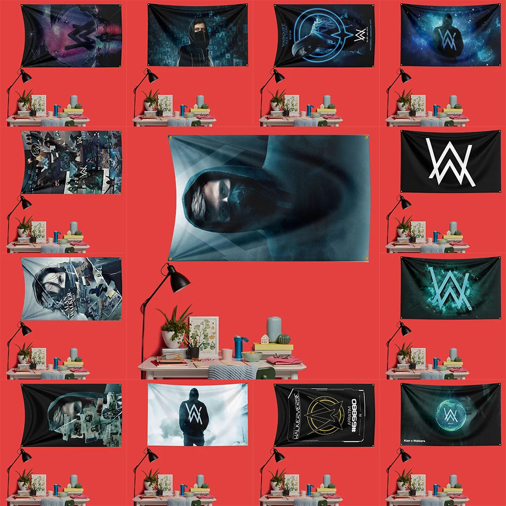 Bandera de música electrónica ALAN WALKER, 3x5 pies, 90x150cm, tapicería decorativa de poliéster para fanáticos de la música, decoración de pared del dormitorio