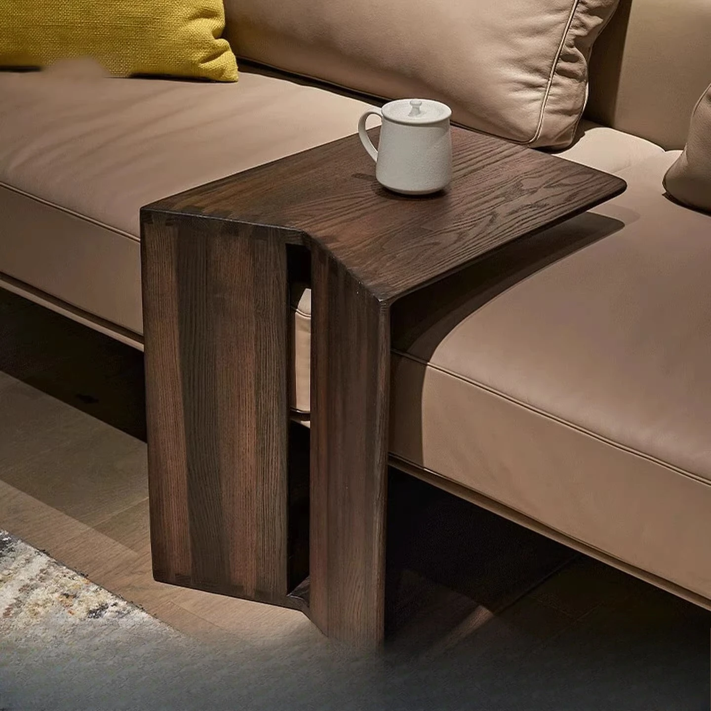 

Nordic Light Luxury Solid Wood Side Table Modern Sofa Corner Table Retro Minimalist Home Living Room Furniture
