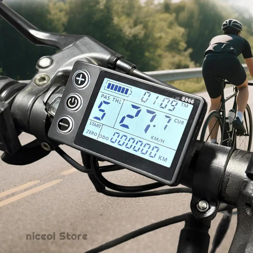 S866 B Full Function 5 Pin Waterproof Ebike Display for 24V/36V/48V E-Bike Easy Installation Multi-Data Odometer Battery