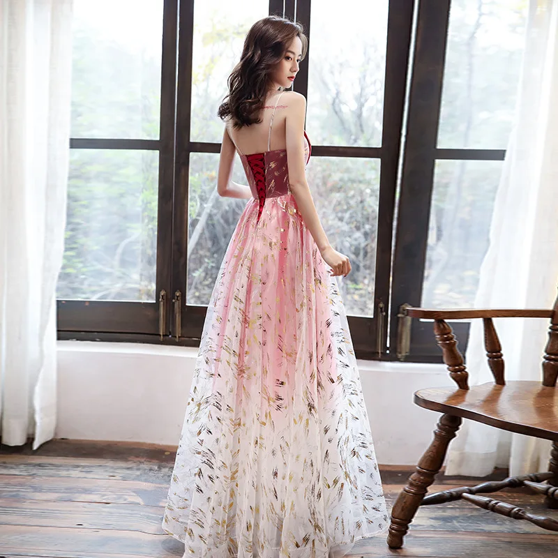 Vestido de quinceañera con cuentas y lentejuelas, traje con tirantes finos, Color degradado, precioso estampado deslumbrante, novedad de 2024