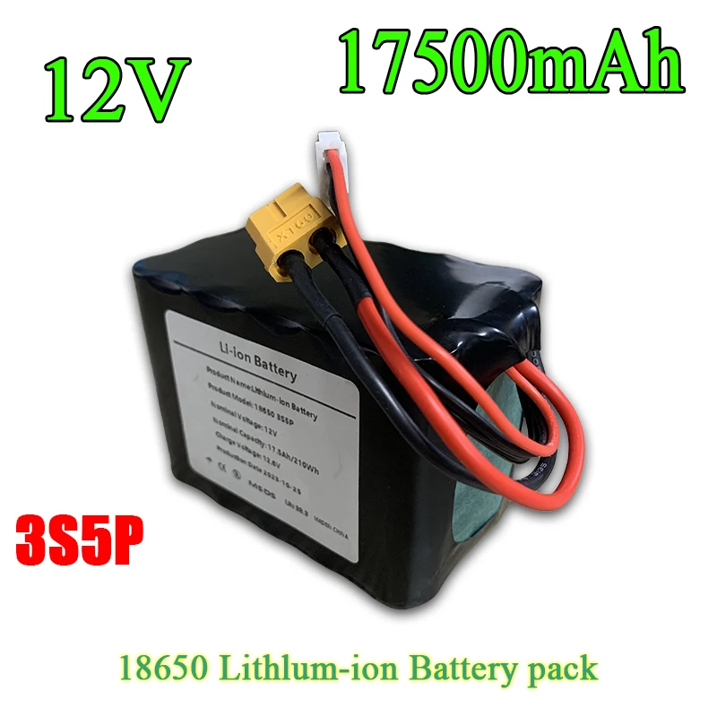 

12V 17.5Ah 18650 lithium battery pack high current, high power battery for UAV model electric toy car