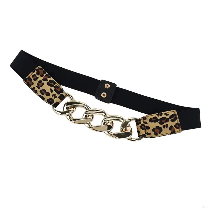 195e cintura elástica retro para mujeres estampado leopardo elegante cinturón silvestre