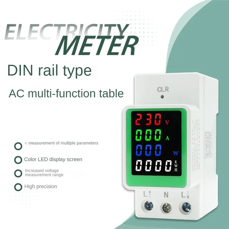 الجهد الحالي كيلوواط ساعة مراقبة الطاقة الكهربائية متر AC80-270V 110 فولت 220 فولت 100A فولت أمبير الفولتميتر مقياس التيار الكهربائي Din السكك الحديدية