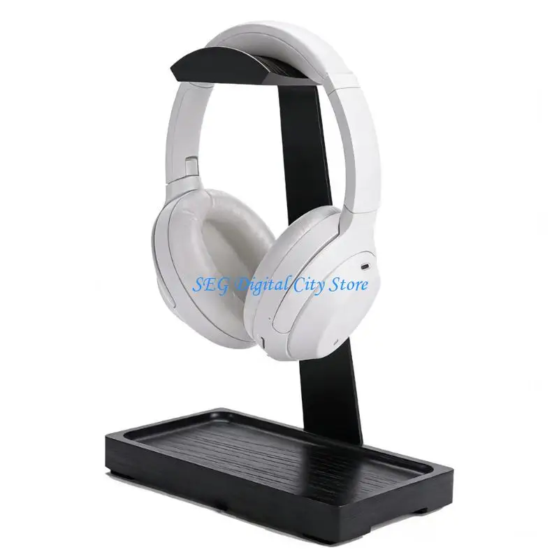 U75B Wooden Headphone Stand Holder with Storage Base For Desk Elegant Storage