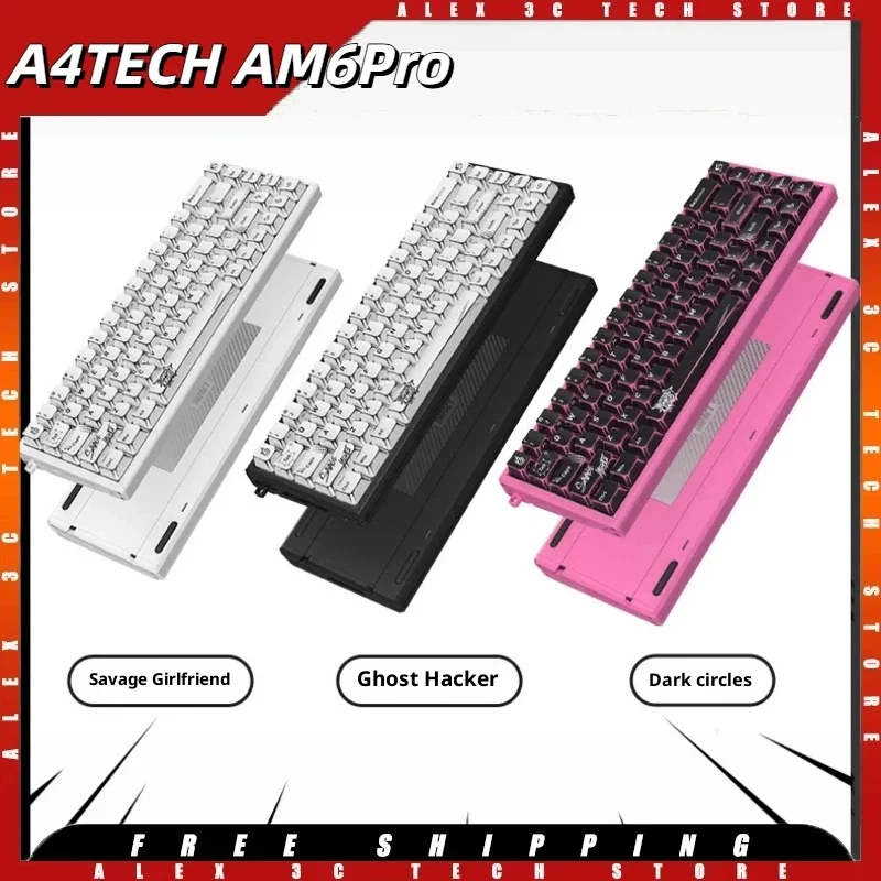 

A4TECH AM6Pro Wied Magnetic Switch Keyboard 8kHz Polling Rate PBT Keycaps Hot-Swap RGB Ergonomic 68% Gaming Keyboard for Win Mac