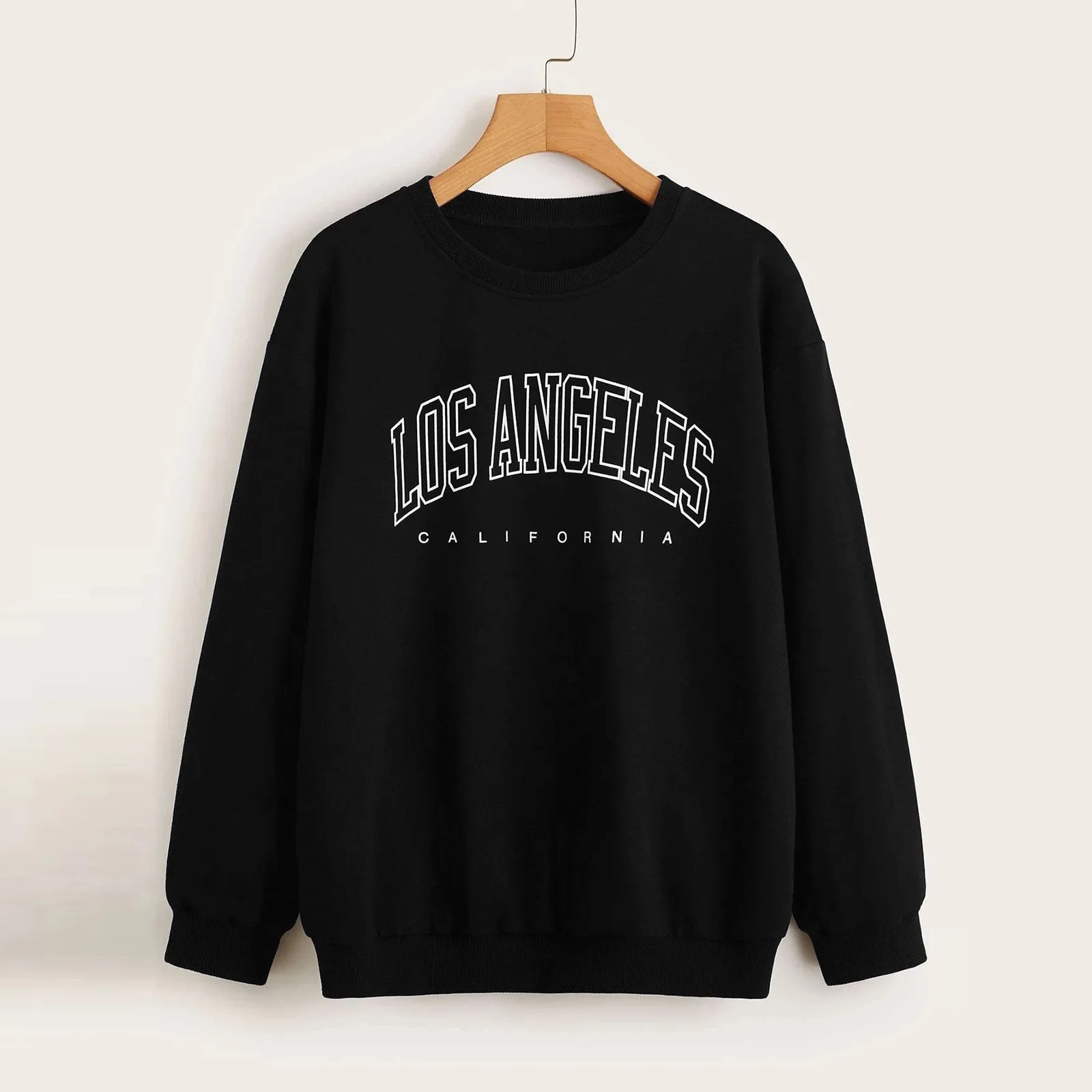 

Los Angeles California white Printed Hoodie Female Oversize Pullover vintage Sweatshirt Casual Fleece vintage Women Tracksuit