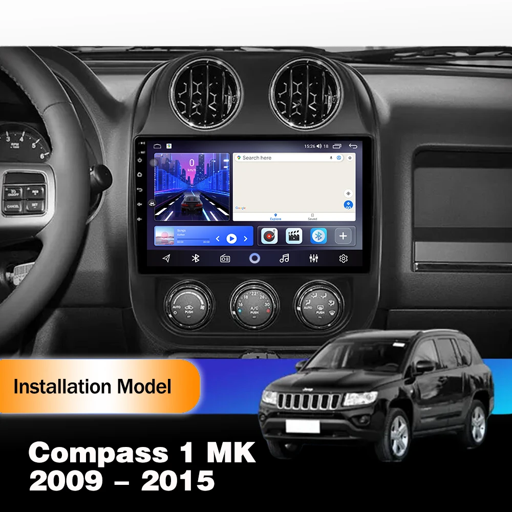 Radio con GPS para coche, reproductor Multimedia con Android 14, WIFI, 4G, Unidad Principal N0, 2Din, DVD, DSP, para Jeep Compass 1 MK 2009 - 2015