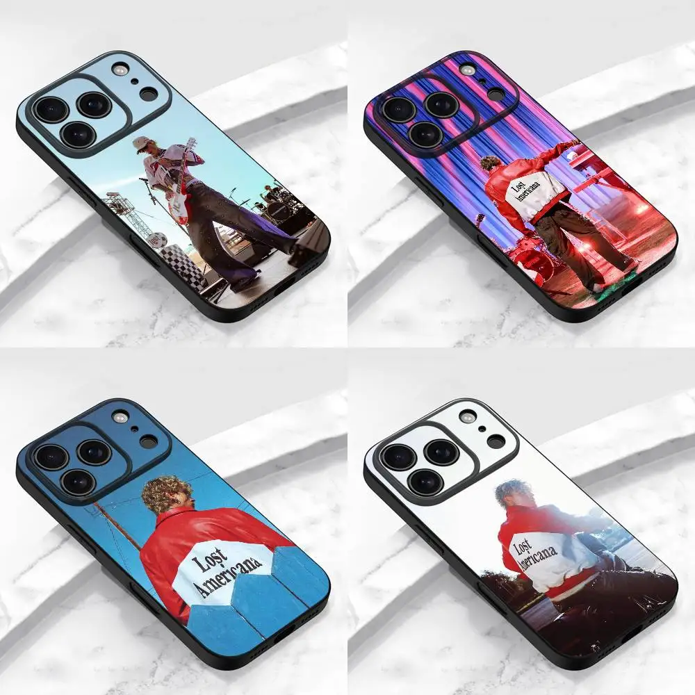 Casing HP M-MGK LOST AMERICANA Untuk iPhone 17,16,15,14,13,12,11,Pro,Max,Plus,E,Air,Mini Pelindung Hitam