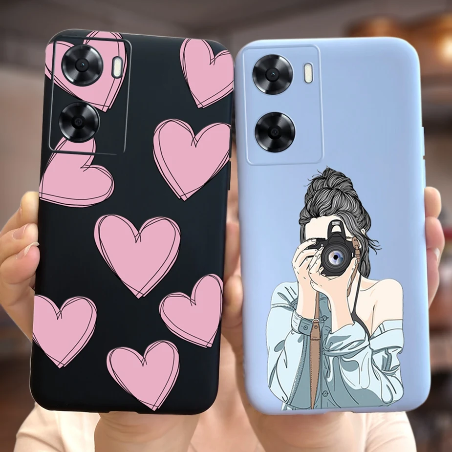 Funda de silicona suave para Oppo A57 4G 2022, carcasa trasera con dibujos de chicas, corazón de amor, para Oppo A57s A77s Oppo A77 4G