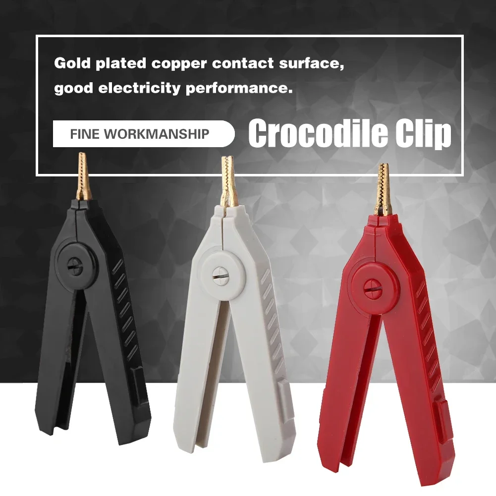 P2004 3Pcs Copper Gold Plated Alligator Clip LCR Kelvin Test