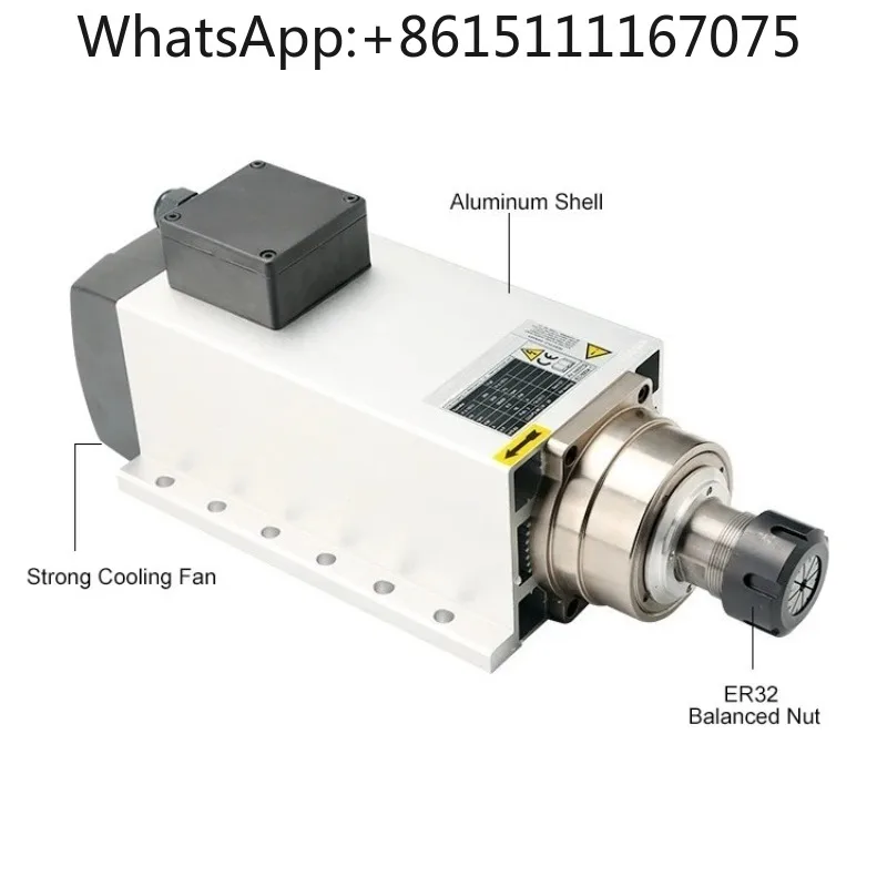 High Precision 6KW Air Cooled CNC Spindle 24000RPM Ceramic Bearing ER32 220V 380V CNC Router Milling Motor