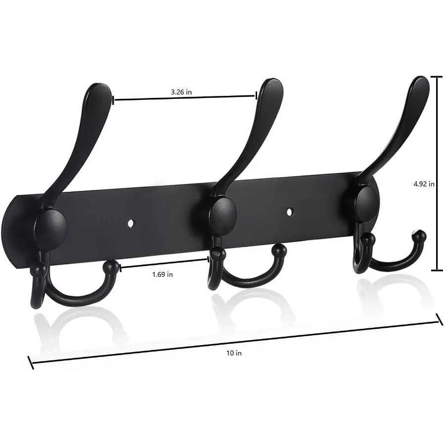 Wall Mounted 3Tier Stainless Steel Coat Hook Set for Coats Hats Robes Towels in Mudroom Entryway or Hallway Black 1 Pack of 3 H