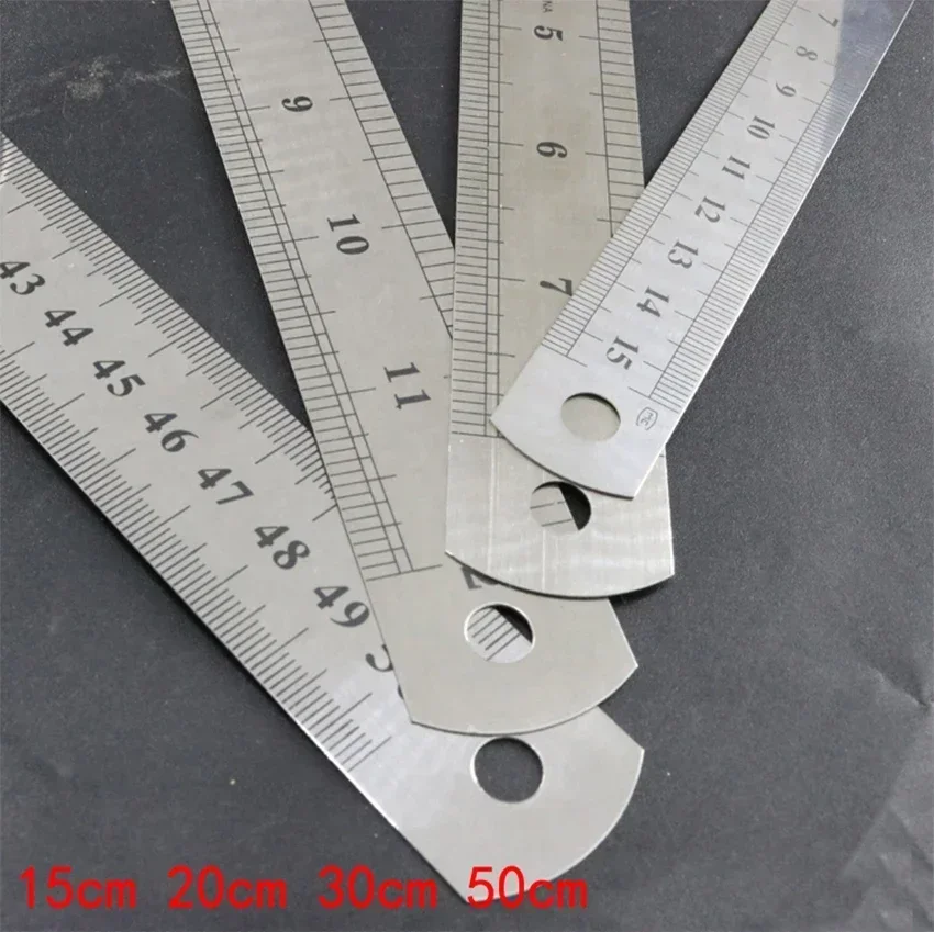 15/20/30/50cm  6/8/12/15 inch Metric Rule Stainless Steel Ruler Metal Straight Ruler Precision Double Sided Ruler