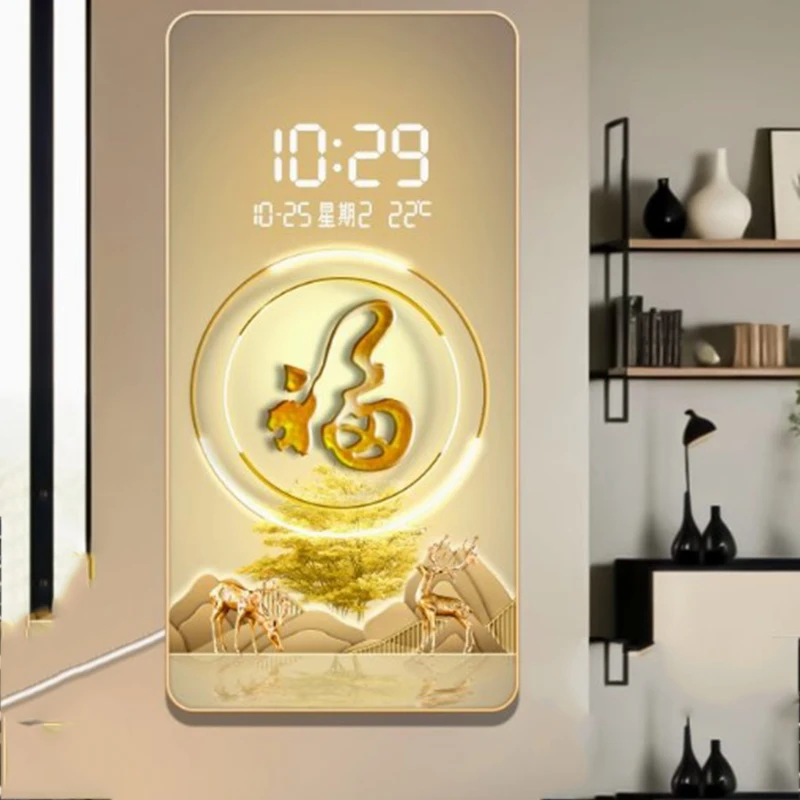 Reloj De Pared De diseño inteligente, Reloj con pantalla electrónica, Reloj De Pared clásico moderno, Reloj De Pared De lujo para dormitorio, decoración para sala De estar
