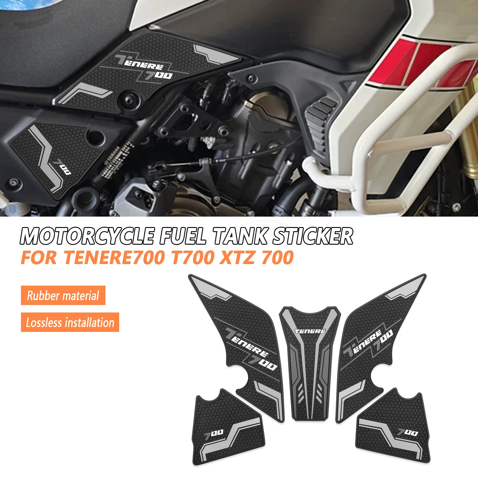 

For YAMAHA TENERE700 T700 XTZ 700 2019-2022 New Motorcycle fuel tank pad fuel tank traction pad anti-slip side fuel tank sticker
